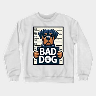 Illustrated Bad Dog Jail Mug Shot Crewneck Sweatshirt